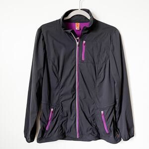 Lucy Women's Athletic Zip Front Track Jacket Wing Breaker Running Medium Nylon